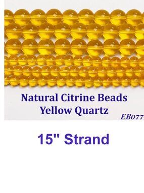 Natural Citrine Beads Yellow Quartz  15" Strand
